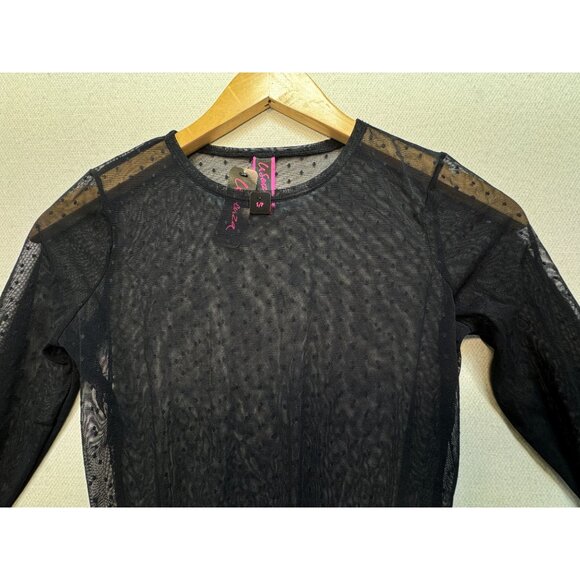 NWT La Senza Womens Long Sleeve Sheer Bodysuit Size S Black Swiss Dots Summer - Picture 7 of 13